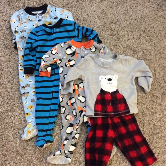 Just One You Other - Lot Warm winter fleece jammies bundle 4 pairs